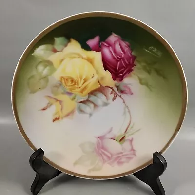 Buy Antique Thomas Sevres Bavaria Taormina Pink Roses Porcelain Plate SIGNED • 25.04£