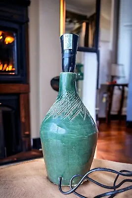 Buy Mid Century 1960s Studio Pottery Side Lamp Re-wired Ready For Use Green • 49.99£