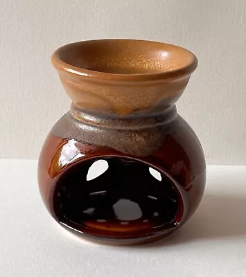 Buy Vintage Oriental Style Brown Glazed Ceramic Wax Wamer Tealight Holder • 9£