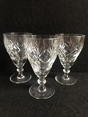 Buy Set Of 3 X Webb Corbett  Georgian  Cut Crystal Wine Glasses  4⅝  High Star Mark • 30£