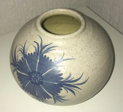 Buy Vintage PURBECK POTTERY Grey & Blue Vase. Bournemouth England 1970's 11cm Tall • 5£