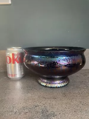 Buy Brierley Studio Michael Harris Iridescent Gold Blue Purple Large Footed Bowl • 40£