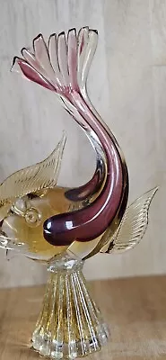 Buy Murano Style Jumping Cranberry  Glass Vintage Fish • 27£