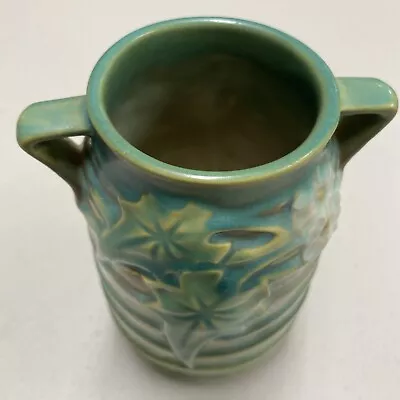 Buy Roseville Luffa Double Handled Green Art Pottery 6 1/4  Vase Excellent Condition • 115.56£