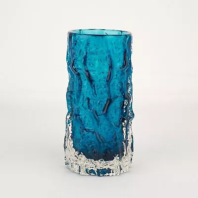 Buy Whitefriars Kingfisher Blue Cased Glass Bark Vase Geoffrey Baxter 9689  6   15cm • 79£