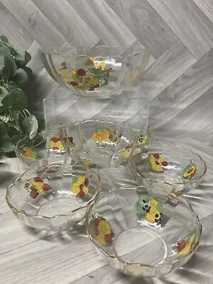 Buy Glass Serving/Fruit Bowl & Dishes. Made In France. 7pc Set Vintage/Retro • 18£