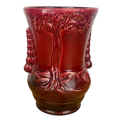 Buy Vase Crown Ducal Collectable Red Tree Relief Pattern 1930's Number 245 • 50.58£
