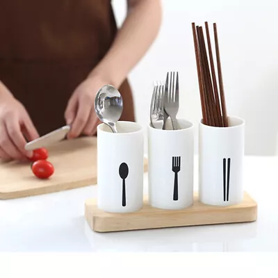 Buy Wooden Cutlery Holder For Dinnerware Storage And Organization • 14.58£