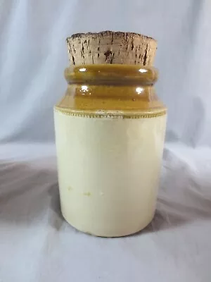 Buy  Vintage Stoneware Pot Storage Jar Utensil Holder.  CORK LID • 18£