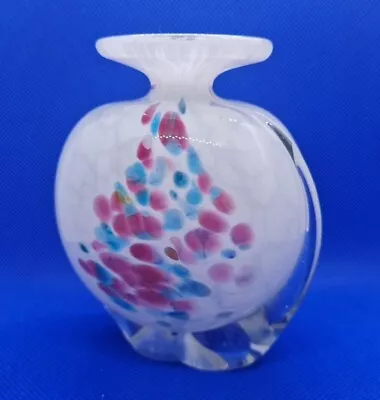 Buy Vintage Mdina Small Glass Vase Single Stem - 1960s - White/Pink • 14.95£