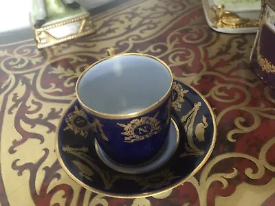 Buy Sevres France Porcelain Cobalt Gold Napoleon Cup And Saucer Antique • 1,894.46£