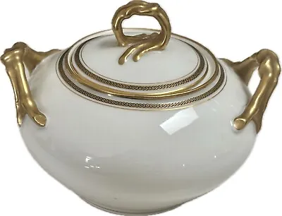 Buy Antique JPL Limoges France Sugar Bowl White And Gold • 18.97£