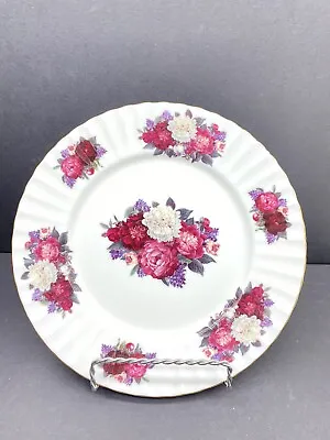 Buy Golden Crown Fine China Salad Plate Fluted Pink White Roses • 17.10£