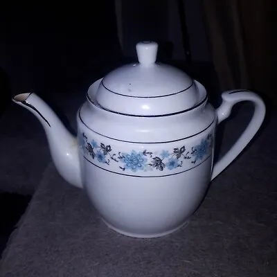 Buy Blue And White  Tea Pot Flower Porcelain With Gold Accents Made In China • 25.99£