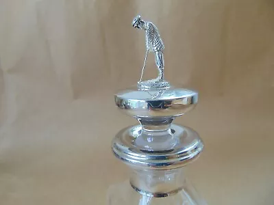Buy Unused Sterling Silver Golfer Cut Glass Bottle/ Decanter 1996 • 95£