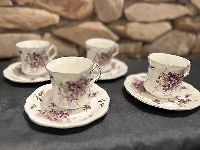 Buy Royal Worcester Spode Hammersley Bone China Victorian Violets Four Cup & Saucer • 39.99£