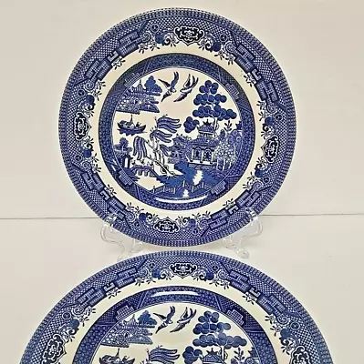 Buy Churchill Blue Willow Plates, Set Of 2, 8” Embossed Lion Logo • 17£
