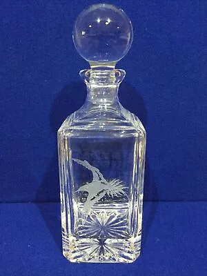 Buy Crystal Glass Hand Engraved Square Spirit Decanter Signed • 24.95£