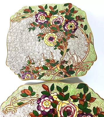 Buy Royal Winton Grimwades Square Salad Dessert Plates Art Deco Floral Asian 9  • 81.02£