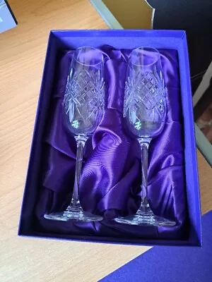 Buy 2 Edinburgh Crystal Champagne Flutes - Boxed • 19.99£