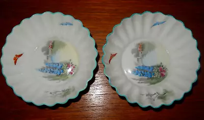 Buy Two Vintage Shelley Fluted  Pin Dishes Butterflies And Delphinium Flowers • 14.90£