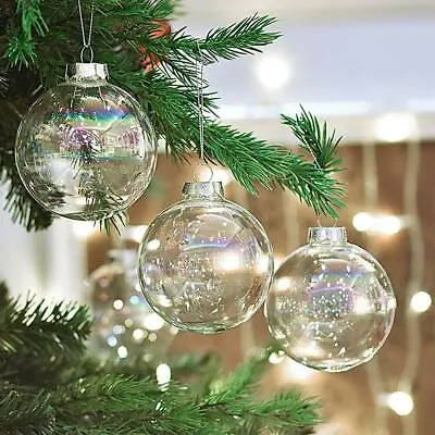 Buy Clear Iridescent Glass Ball Fillable Baubles Christmas Wedding Tree Hangin Hot. • 1.70£