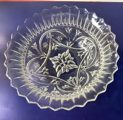 Buy Sowerby Pressed Glass Round Fruit Bowl Flower Pattern • 8.95£