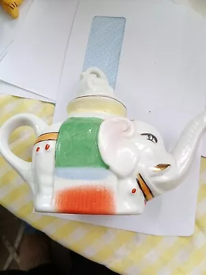 Buy Vintage Novelty Ceramic Elephant With Baby Elephant Lid Mini Teapot 7”Long 5 Hig • 6.10£