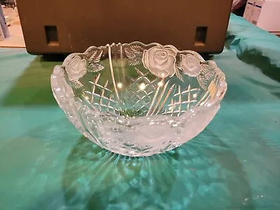 Buy Crystal Clear 24% Cut Lead Crystal Bowl With Frosted Roses 9  • 23.72£