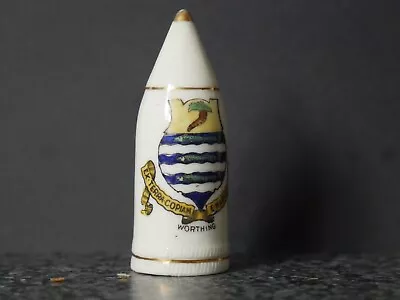 Buy Crested China  Great War Cannon Shell   Worthing Crest  Arcadian China • 5.50£