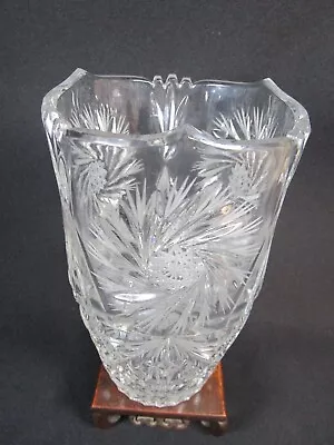 Buy Beautiful Vintage Quality Heavy Crystal Cut Glass Vase 13 X 22.5 Cm High • 16.97£