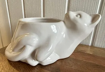 Buy Vintage Devon Ceramics Pottery Torquay White Cat Planter Pot Vase 9” X 5” • 12.95£