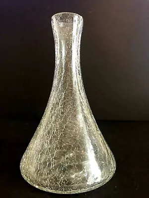 Buy Vintage Clear Crackle Glass Vase 8  Tall • 22.80£