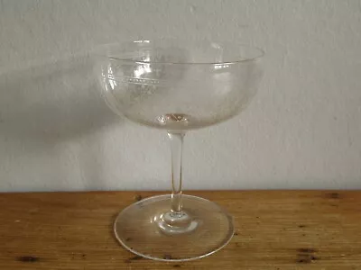 Buy Pretty Vintage Etched Champagne Bowl Saucer Glass Fleur De Lis • 10£
