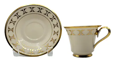 Buy Lenox Tempo Cup & Saucer Plate Gold Trim Porcelain Tea Coffee Set Elegant USA • 9.58£