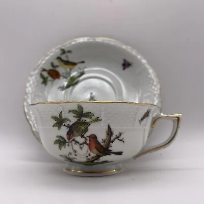 Buy Herend Rothschild Birds & Butterflies Tea Cup & Saucer Matching Set China EUC • 71.08£