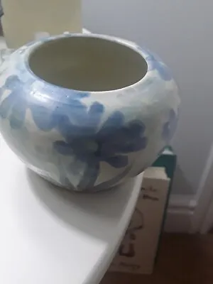Buy Studio Pottery Conwy Welsh Small Squat Vase With Beautiful Blue Floral Design • 9.99£