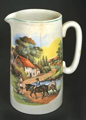 Buy Vintage Antique Ceramic Milk Water Pitcher BCM Nelson Ware Village Scene England • 33.20£