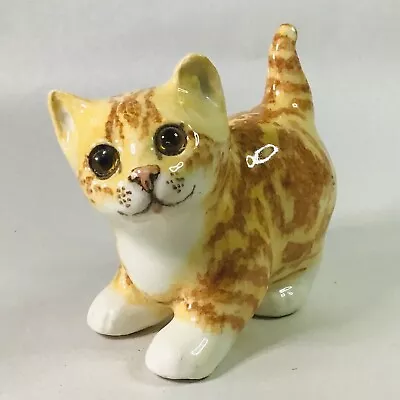 Buy Vintage Ginger Tabby Signed WINSTANLEY Porcelain Cat / Kitten Size 1 Glass Eyes • 31£