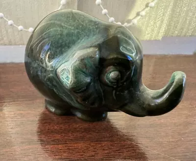 Buy Vintage Blue Mountain Pottery Canadian Green Drip Glaze - Small Elephant • 10£