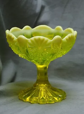 Buy Antique Foot Bowl Pressed Glass,Uranium Glass,Davidson Primrose Pearline, 1890 • 144.46£