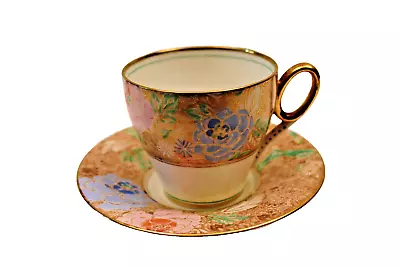 Buy Vintage Shelley Bone China Tea Cup Saucer England Flowers Gilt Chintz Design  02 • 93.60£