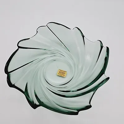 Buy Arcoroc France Teal Green Glass Swirl Fruit Serving Trinket Dish Bowl 16cm Retro • 12.75£