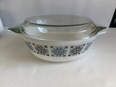 Buy Vintage Pyrex White Glass Round Lidded Oven Bowl Dish Casserole Chelsea Pattern • 16.99£