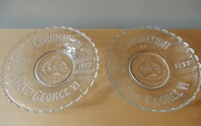 Buy 2 Pressed Glass, Coronation, King George VI, 1937, Serving Plate & Shallow Bowl • 12£