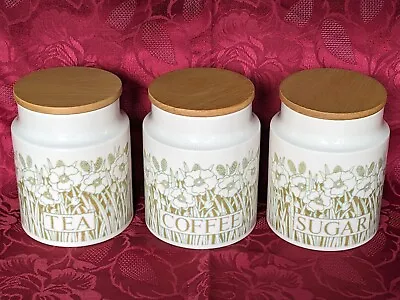 Buy 1980 Hornsea 'Fleur' Tea Coffee Sugar Jars Mum Nanna Grandma Birthday Christmas • 19.45£