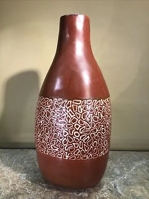 Buy Ceramic Art Pottery ￼Vase  Bubble Band 12.5”Tall Modern Decor Hand Thrown Brown • 54£