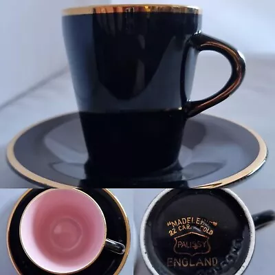 Buy Madeleine 22 Ct Gold Palissy Vintage England Black Espresso Cup And Saucer  • 14.95£