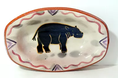 Buy Unique Art Pottery Hippo Trinket Dish Tray Bowl Signed House Hippo Hippopotamus • 20.87£