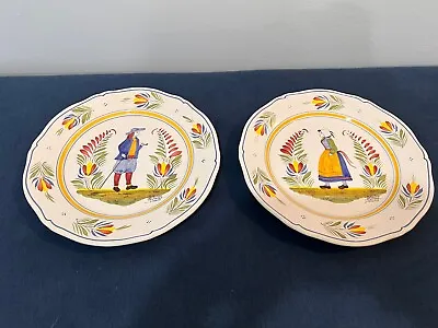 Buy HB Henriot Quimper France Small Plate Peasant And Wife Signed • 53.04£